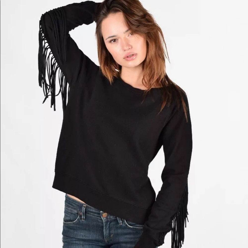 Pam & Gela Hi Lo Sweatshirt w/ Fringe
